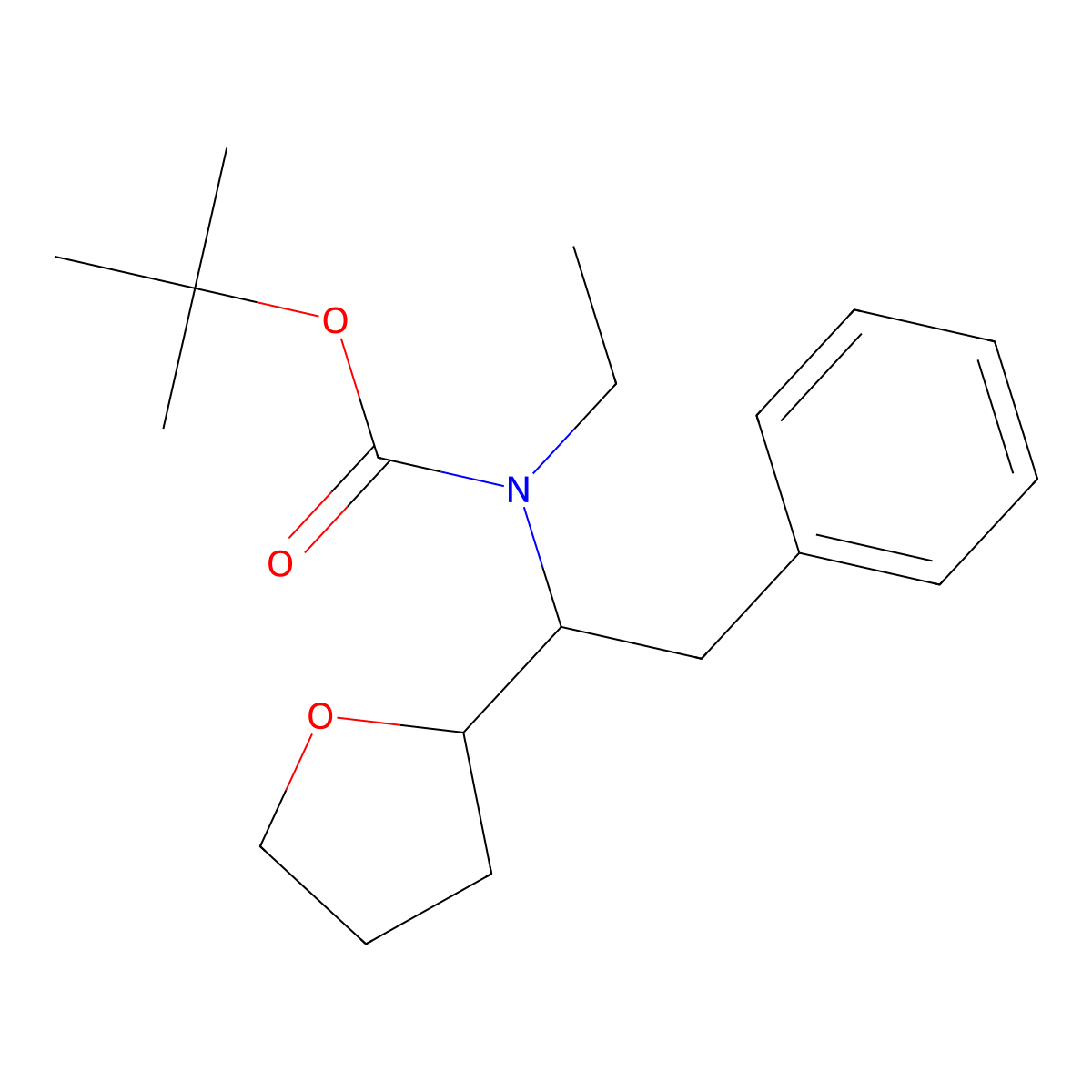 tert-butyl N-ethyl-N-[1-(oxolan-2-yl)-2-phenylethyl]carbamate molecular structure, CAS 2580225-03-0