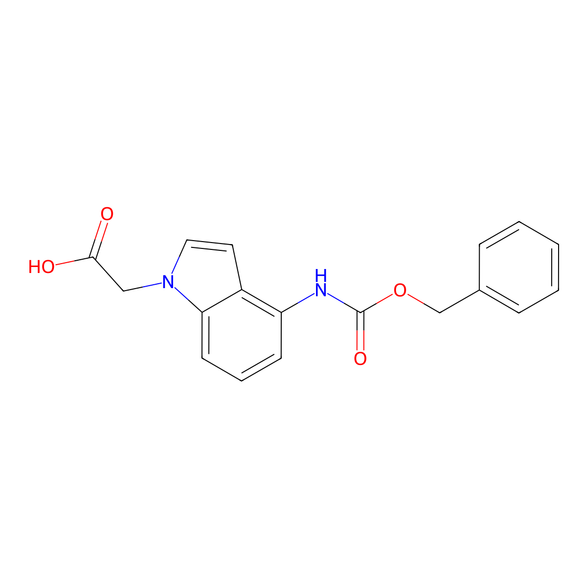 2-(4-{[(benzyloxy)carbonyl]amino}-1H-indol-1-yl)acetic acid molecular structure, CAS 2580225-17-6