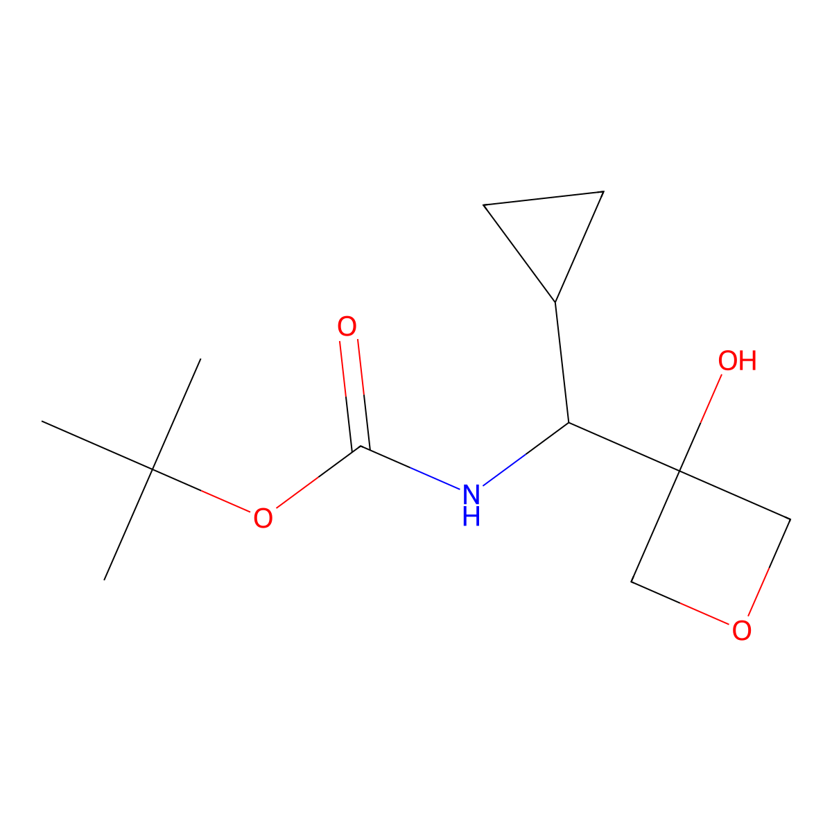 tert-butyl N-[cyclopropyl(3-hydroxyoxetan-3-yl)methyl]carbamate molecular structure, CAS 2580225-22-3