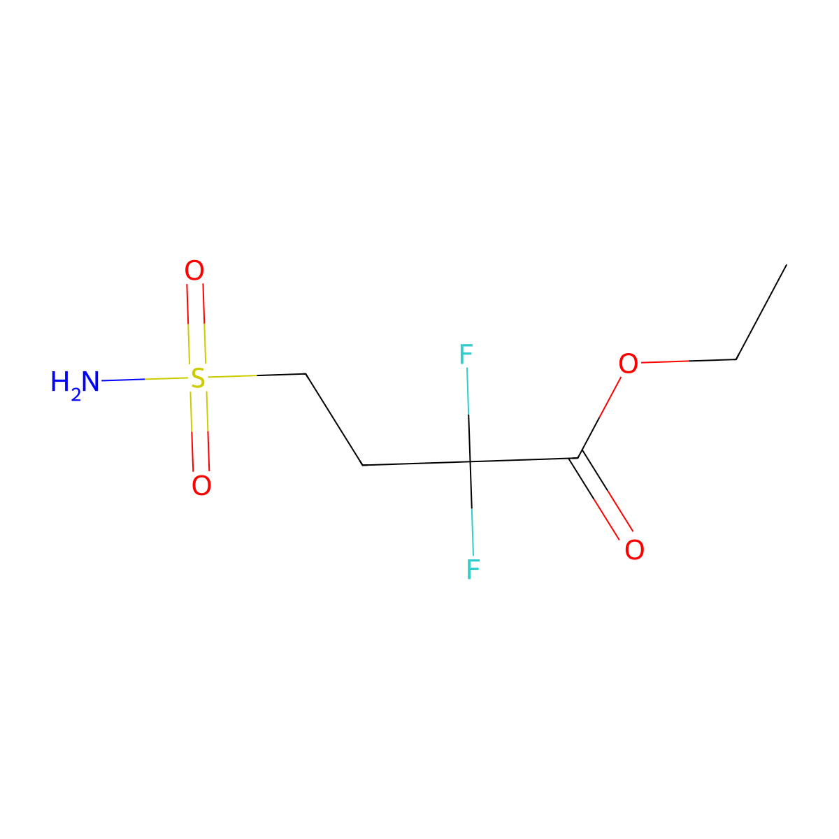 Ethyl 2,2-difluoro-4-sulfamoylbutanoate molecular structure, CAS 2580225-24-5