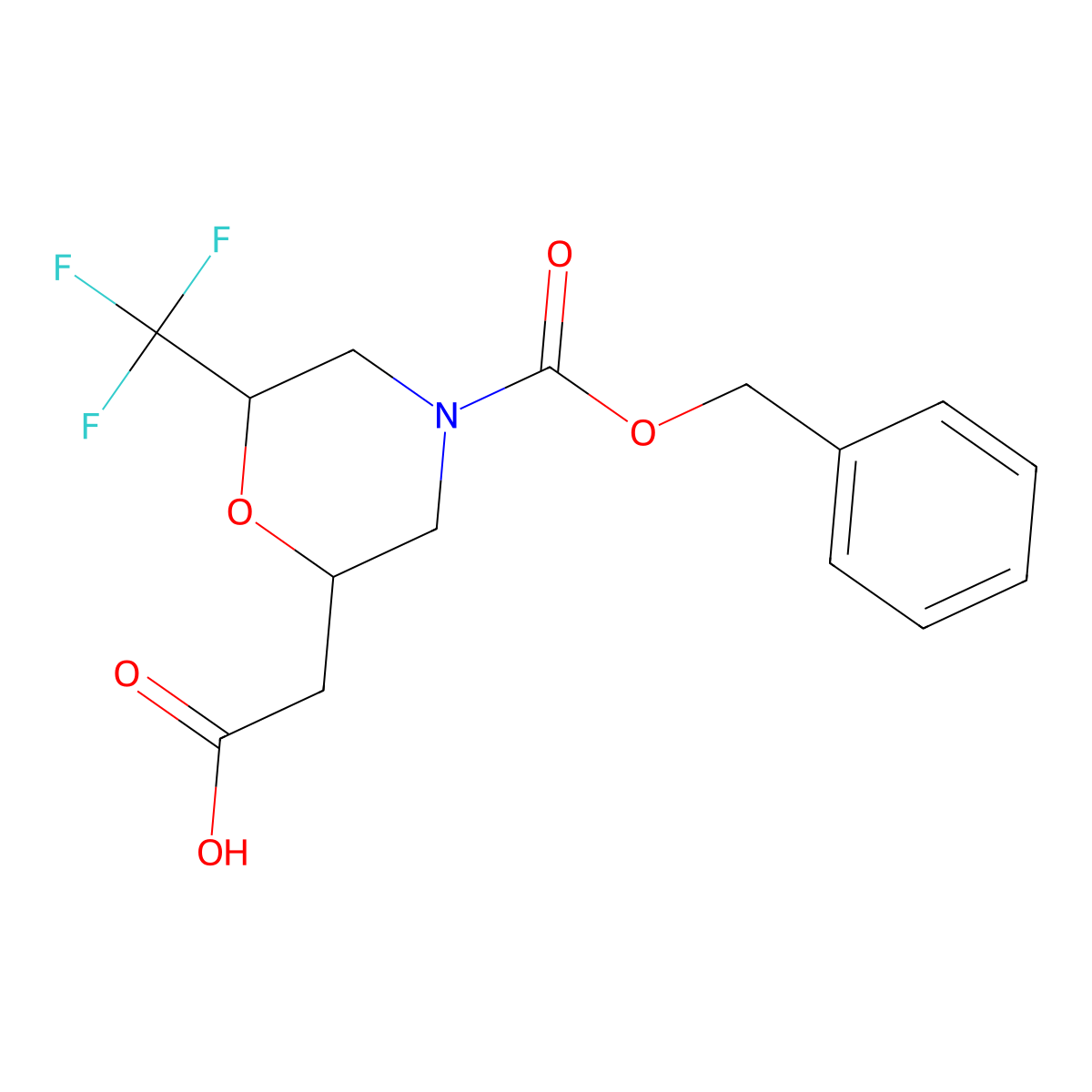 2-{4-[(Benzyloxy)carbonyl]-6-(trifluoromethyl)morpholin-2-yl}acetic acid molecular structure, CAS 2580225-32-5
