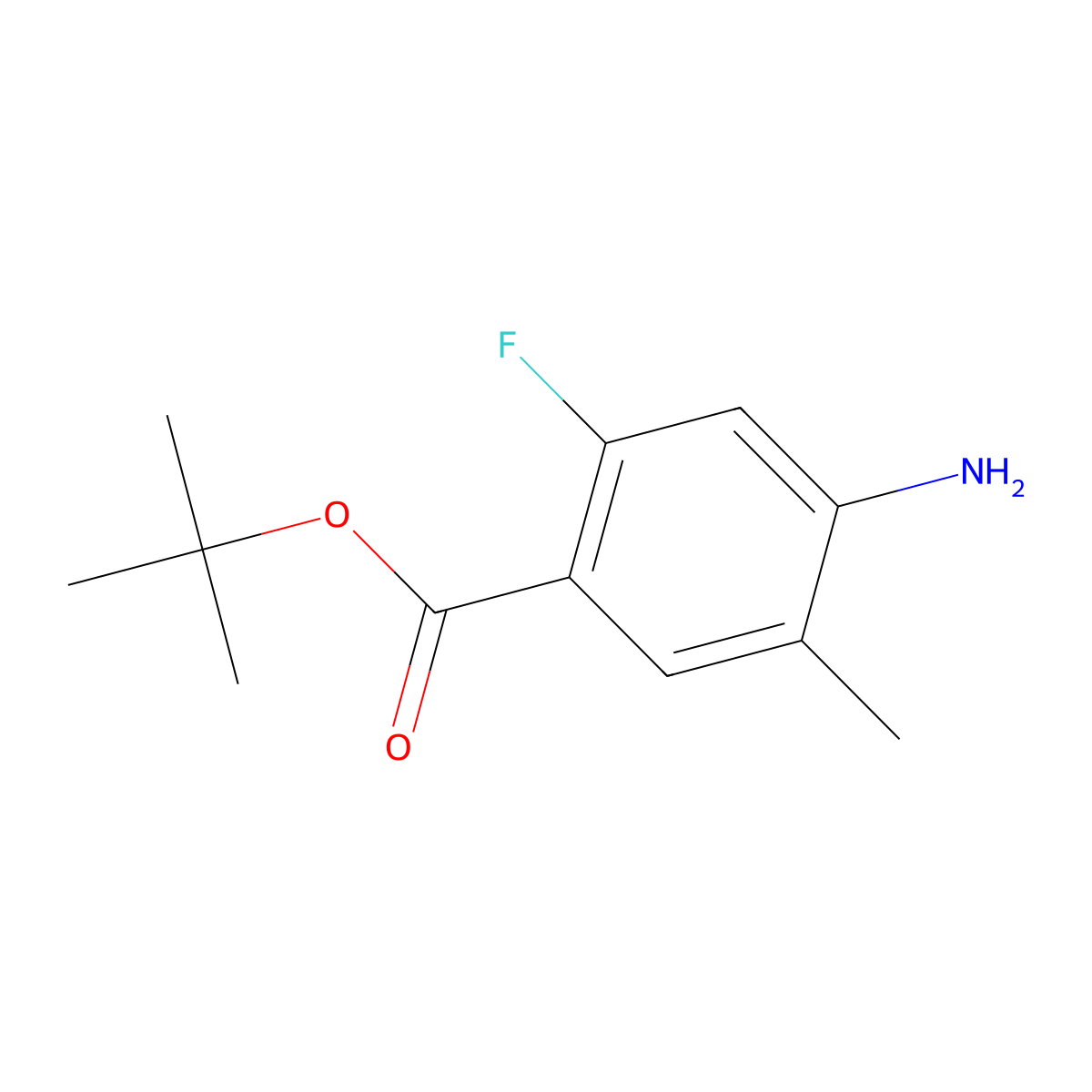 Tert-butyl 4-amino-2-fluoro-5-methylbenzoate molecular structure, CAS 2580225-34-7
