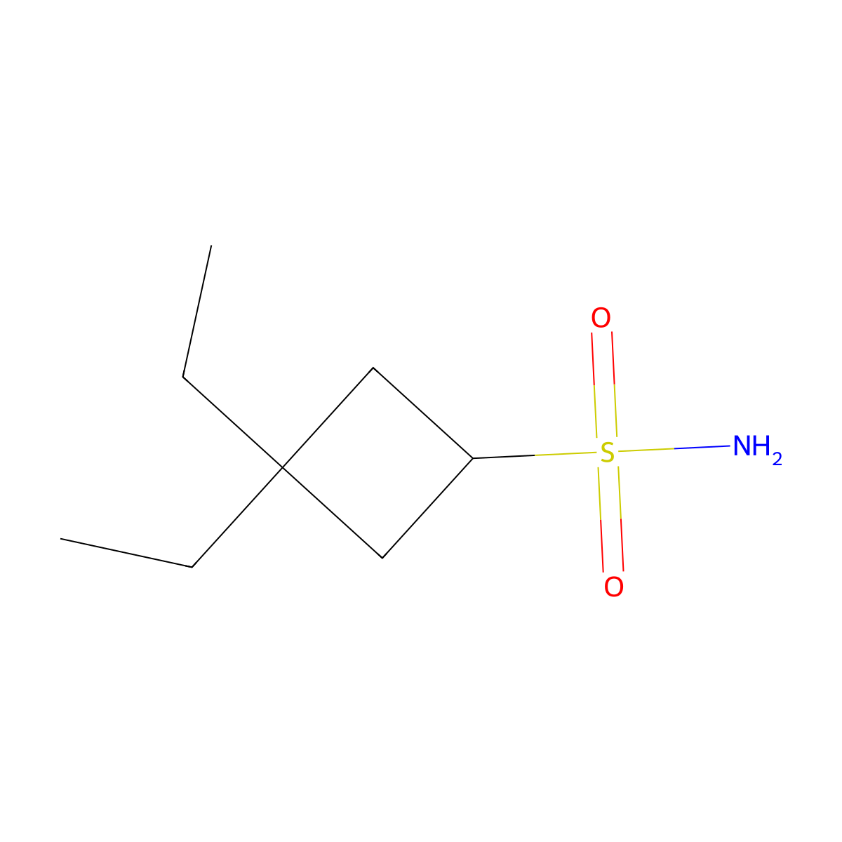 3,3-Diethylcyclobutane-1-sulfonamide molecular structure, CAS 2580225-41-6