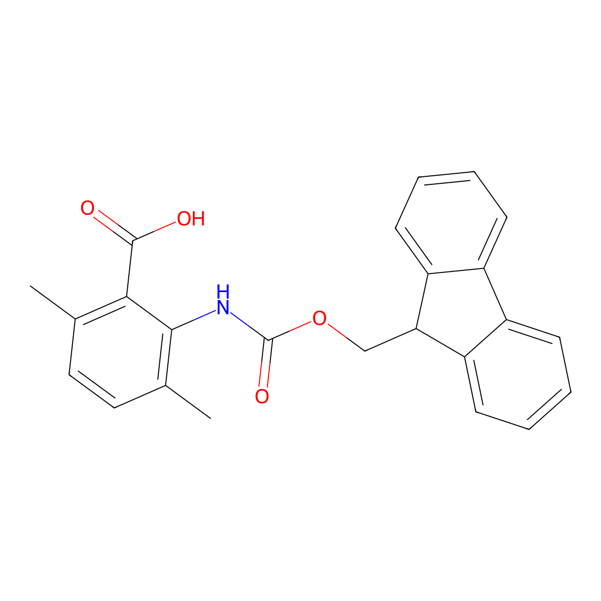 2-({[(9H-fluoren-9-yl)methoxy]carbonyl}amino)-3,6-dimethylbenzoic acid molecular structure, CAS 2580225-42-7
