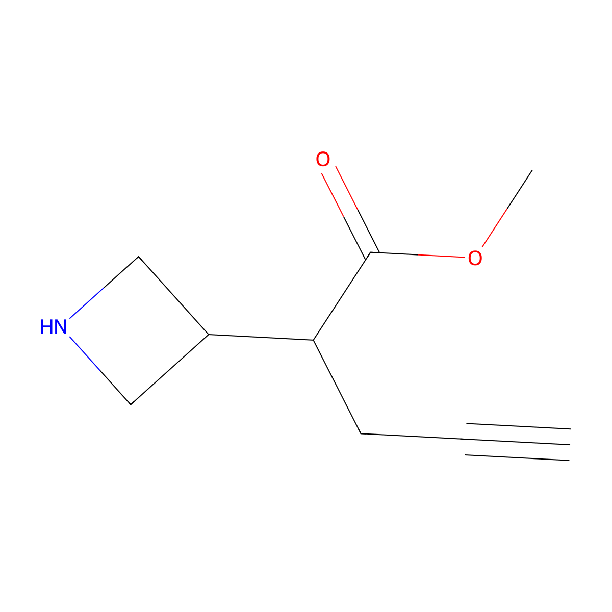 Methyl 2-(azetidin-3-yl)pent-4-ynoate molecular structure, CAS 2580225-45-0
