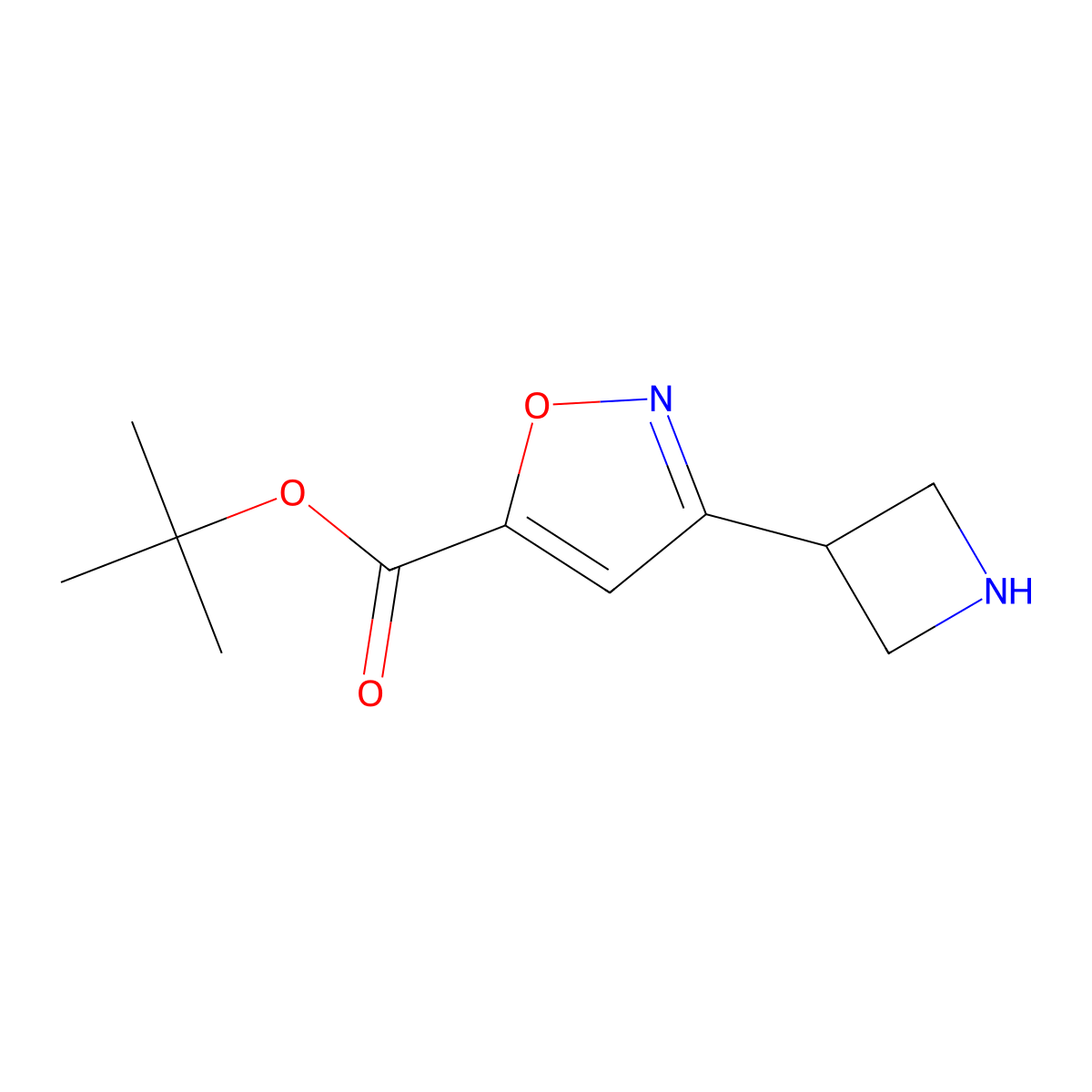 Tert-butyl 3-(azetidin-3-yl)-1,2-oxazole-5-carboxylate molecular structure, CAS 2580225-49-4