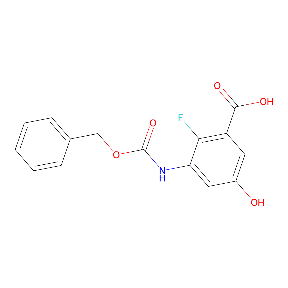 3-{[(Benzyloxy)carbonyl]amino}-2-fluoro-5-hydroxybenzoic acid molecular structure, CAS 2580225-53-0
