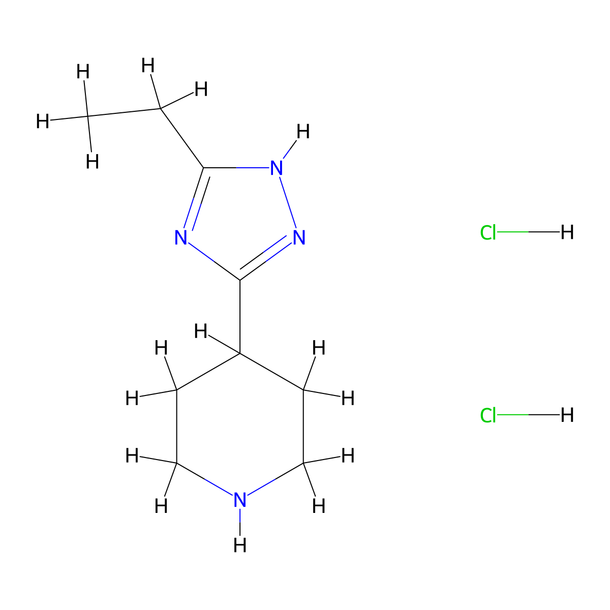4-(3-ethyl-1H-1,2,4-triazol-5-yl)piperidine dihydrochloride molecular structure, CAS 2580225-66-5