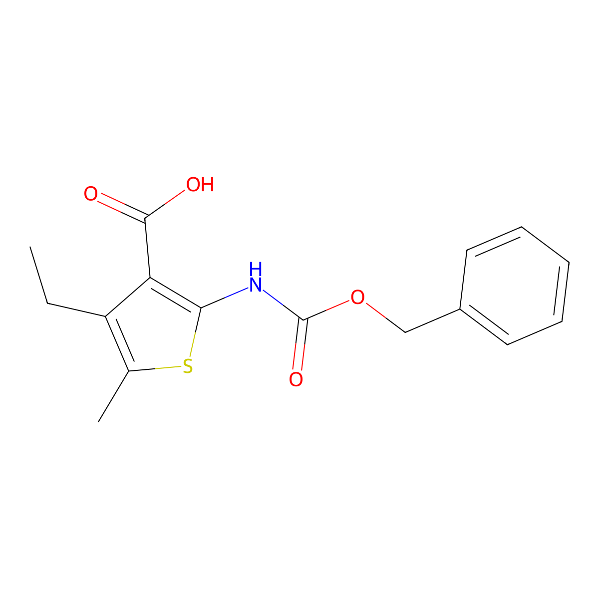 2-{[(Benzyloxy)carbonyl]amino}-4-ethyl-5-methylthiophene-3-carboxylic acid molecular structure, CAS 2580225-68-7