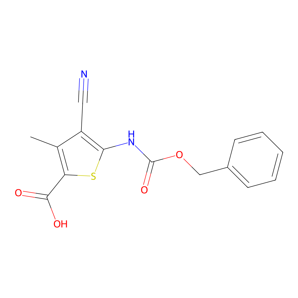 5-{[(Benzyloxy)carbonyl]amino}-4-cyano-3-methylthiophene-2-carboxylic acid molecular structure, CAS 2580225-70-1