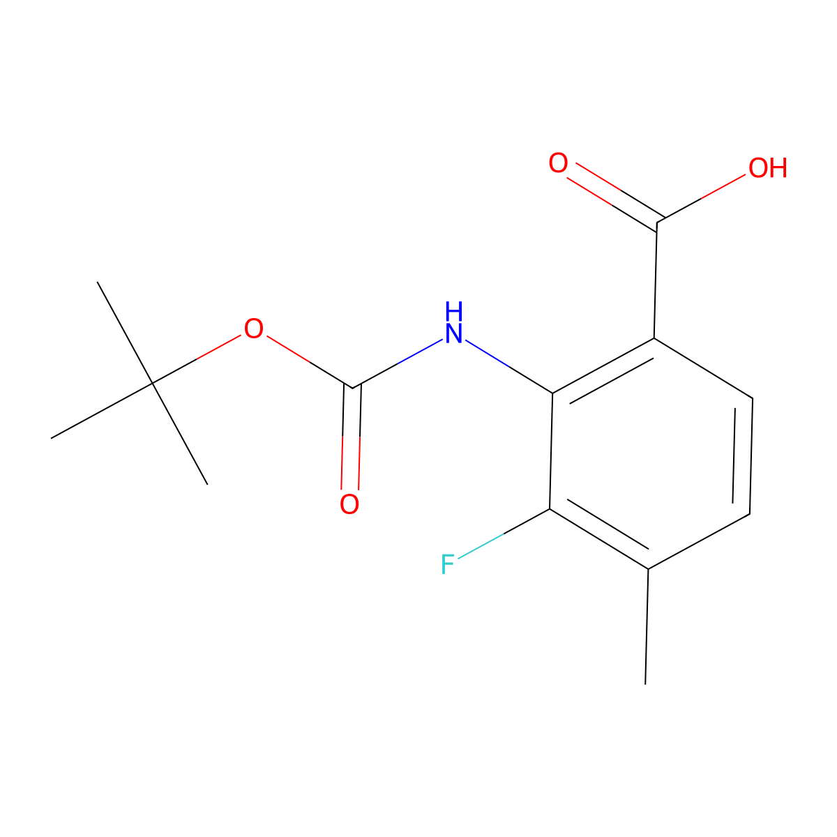 2-{[(Tert-butoxy)carbonyl]amino}-3-fluoro-4-methylbenzoic acid molecular structure, CAS 2580225-72-3