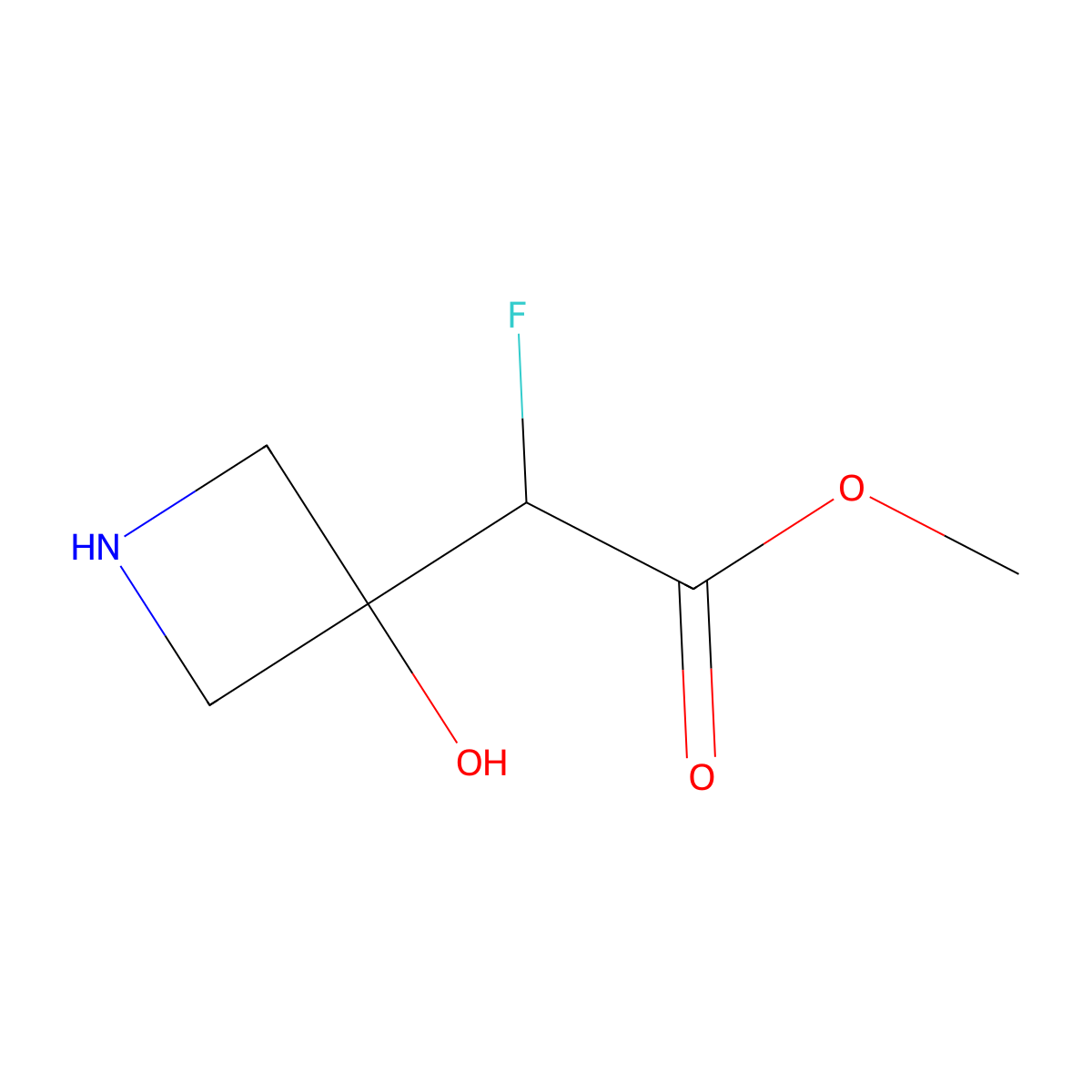 Methyl 2-fluoro-2-(3-hydroxyazetidin-3-yl)acetate molecular structure, CAS 2580225-84-7