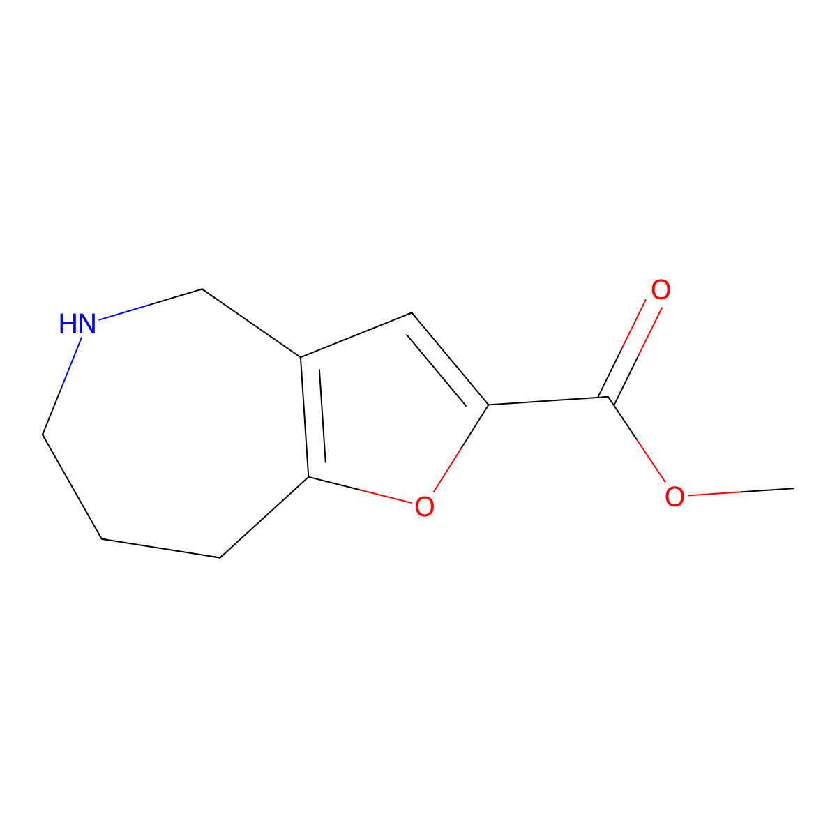 methyl 4H,5H,6H,7H,8H-furo[3,2-c]azepine-2-carboxylate molecular structure, CAS 2580225-91-6