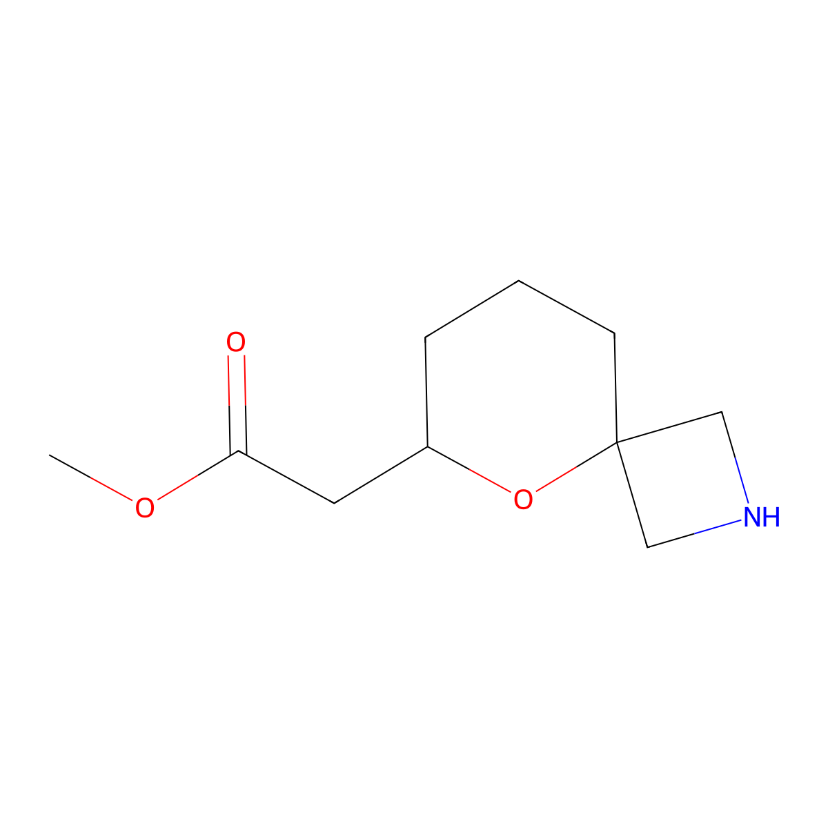 Methyl 2-{5-oxa-2-azaspiro[3.5]nonan-6-yl}acetate molecular structure, CAS 2580225-94-9