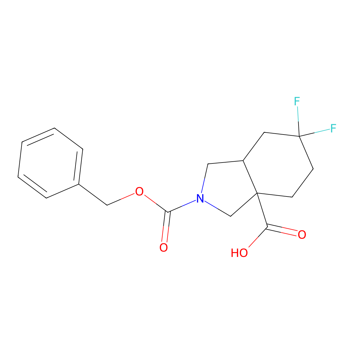 2-[(benzyloxy)carbonyl]-6,6-difluoro-octahydro-1H-isoindole-3a-carboxylic acid molecular structure, CAS 2580225-97-2