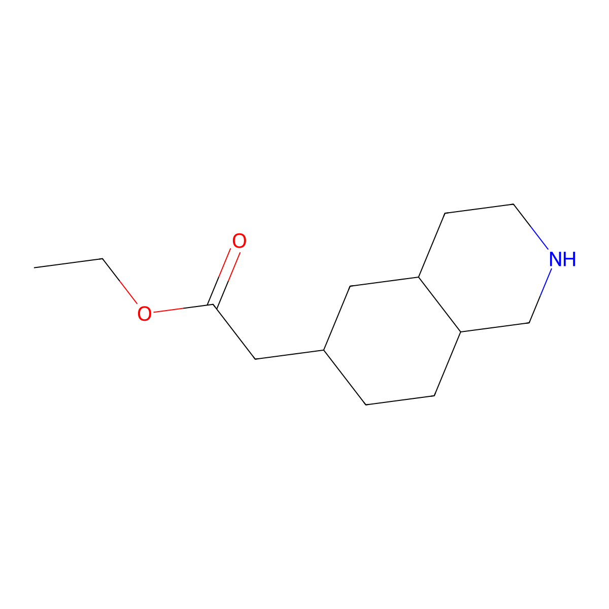 Ethyl 2-(decahydroisoquinolin-6-yl)acetate molecular structure, CAS 2580226-00-0