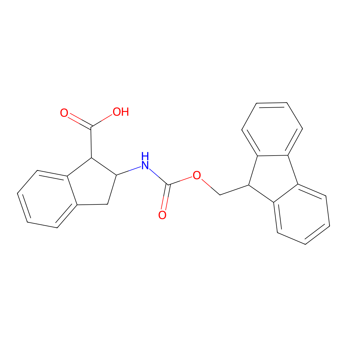 2-({[(9H-fluoren-9-yl)methoxy]carbonyl}amino)-2,3-dihydro-1H-indene-1-carboxylic acid molecular structure, CAS 2580226-07-7