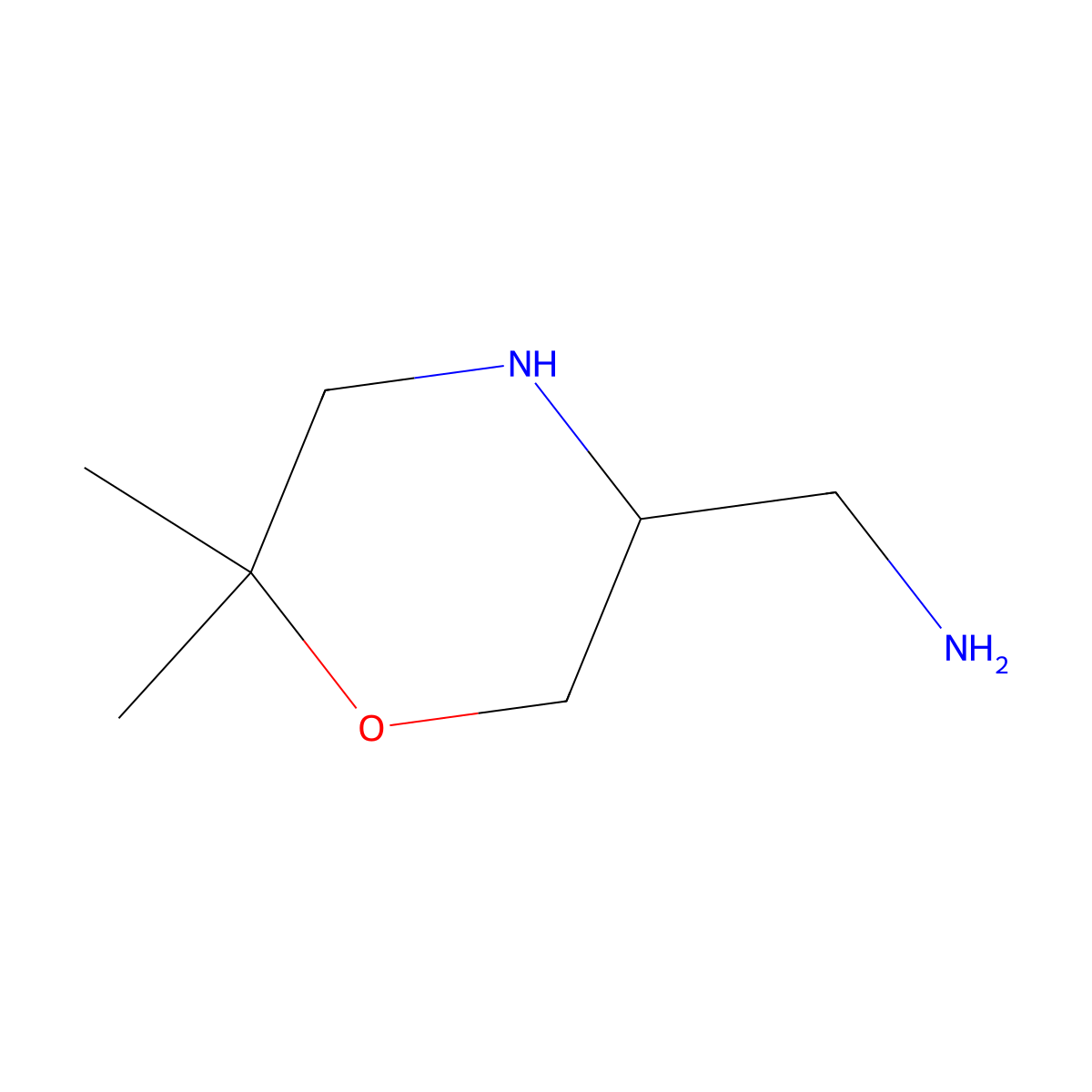 (6,6-Dimethylmorpholin-3-yl)methanamine molecular structure, CAS 2580226-16-8
