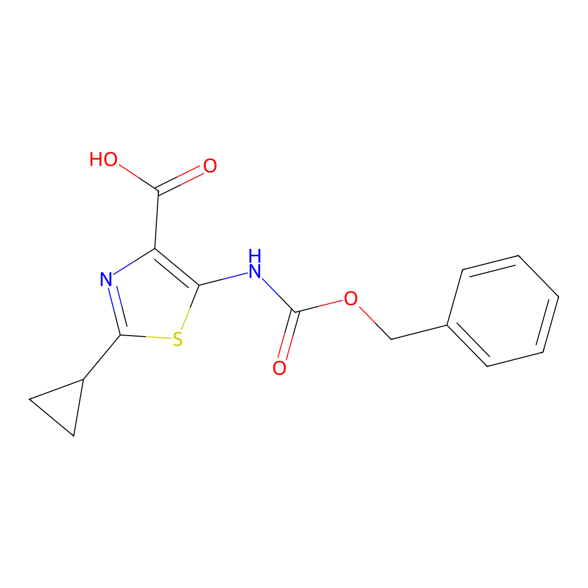 5-{[(Benzyloxy)carbonyl]amino}-2-cyclopropyl-1,3-thiazole-4-carboxylic acid molecular structure, CAS 2580226-19-1