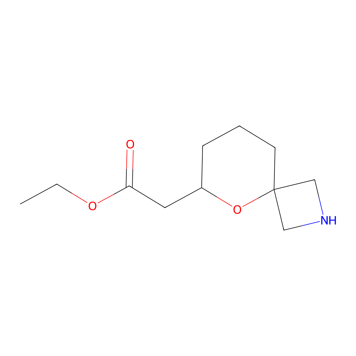 Ethyl 2-{5-oxa-2-azaspiro[3.5]nonan-6-yl}acetate molecular structure, CAS 2580226-24-8