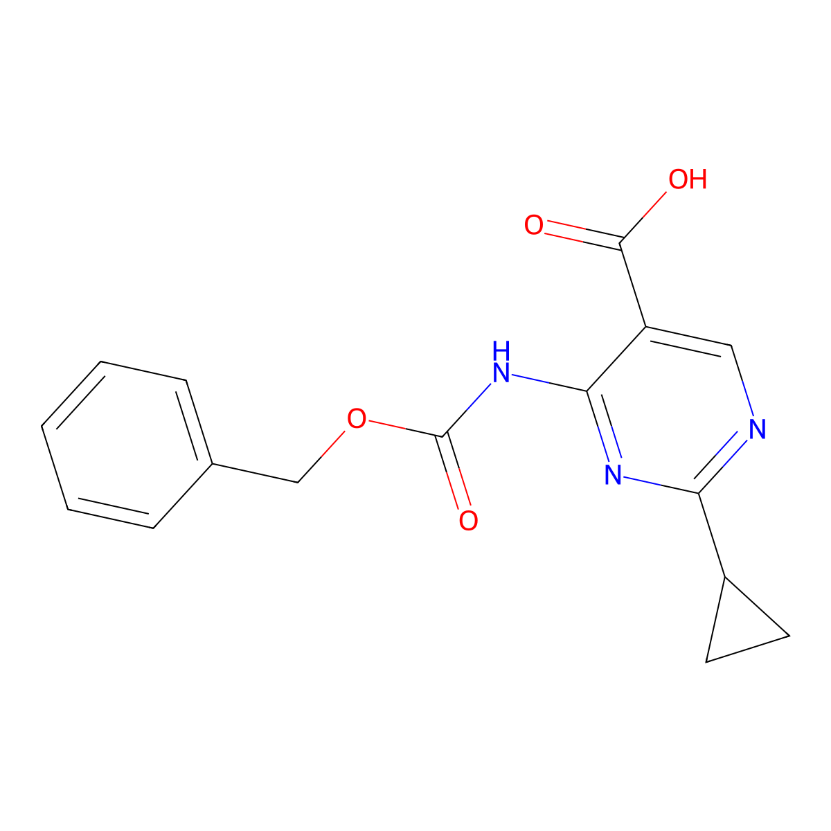 4-{[(Benzyloxy)carbonyl]amino}-2-cyclopropylpyrimidine-5-carboxylic acid molecular structure, CAS 2580226-26-0