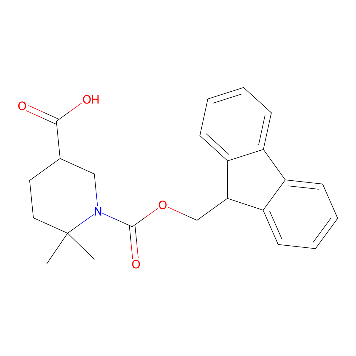 1-{[(9H-fluoren-9-yl)methoxy]carbonyl}-6,6-dimethylpiperidine-3-carboxylic acid molecular structure, CAS 2580226-32-8