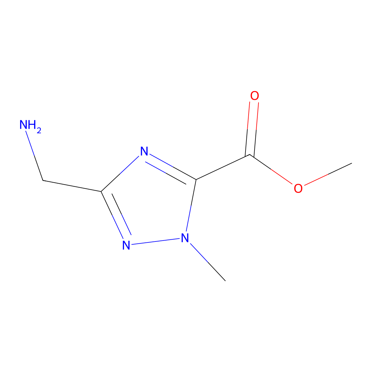 methyl 3-(aminomethyl)-1-methyl-1H-1,2,4-triazole-5-carboxylate molecular structure, CAS 2580226-33-9