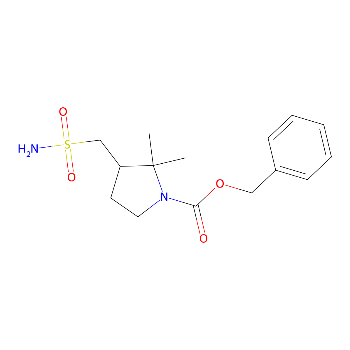 Benzyl 2,2-dimethyl-3-(sulfamoylmethyl)pyrrolidine-1-carboxylate molecular structure, CAS 2580226-37-3