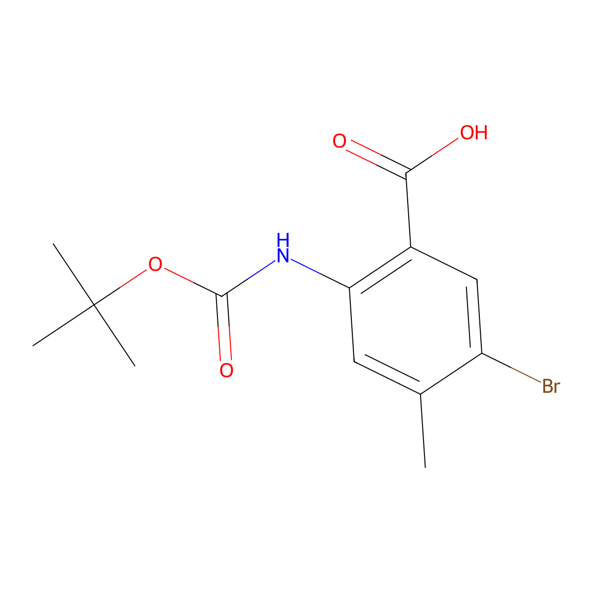 5-Bromo-2-{[(tert-butoxy)carbonyl]amino}-4-methylbenzoic acid molecular structure, CAS 2580226-39-5