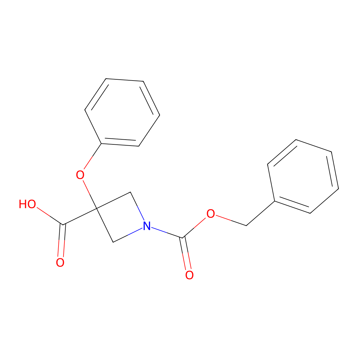 1-[(Benzyloxy)carbonyl]-3-phenoxyazetidine-3-carboxylic acid molecular structure, CAS 2580226-45-3