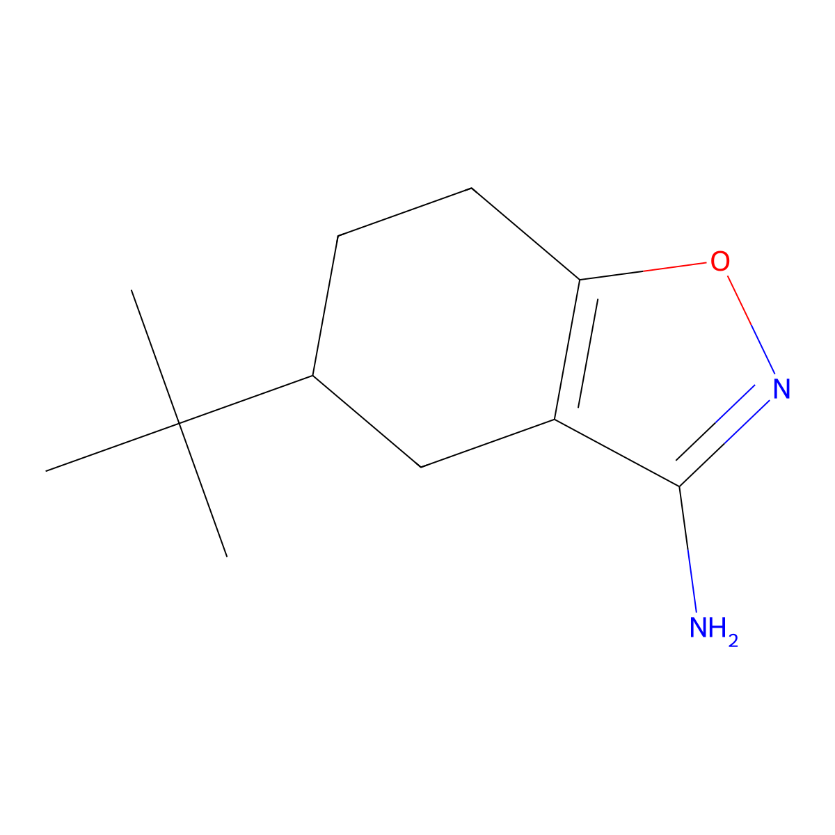5-Tert-butyl-4,5,6,7-tetrahydro-1,2-benzoxazol-3-amine molecular structure, CAS 2580226-46-4