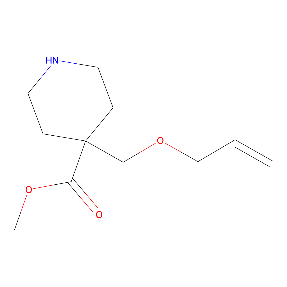 Methyl 4-[(prop-2-en-1-yloxy)methyl]piperidine-4-carboxylate molecular structure, CAS 2580226-47-5