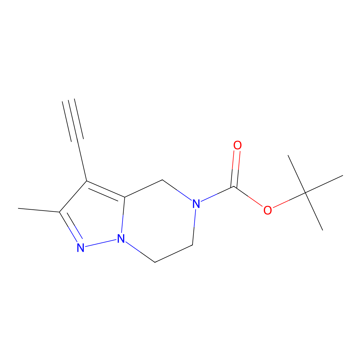 tert-butyl 3-ethynyl-2-methyl-4H,5H,6H,7H-pyrazolo[1,5-a]pyrazine-5-carboxylate molecular structure, CAS 2580226-54-4