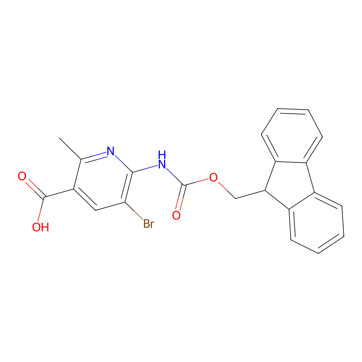 5-bromo-6-({[(9H-fluoren-9-yl)methoxy]carbonyl}amino)-2-methylpyridine-3-carboxylic acid molecular structure, CAS 2580226-59-9