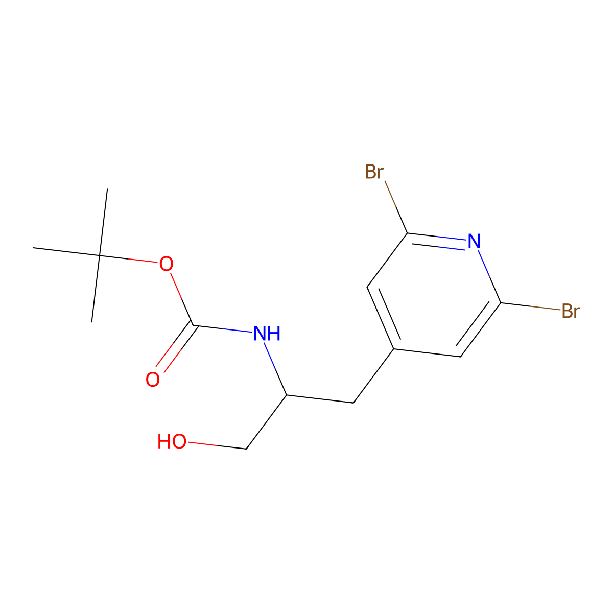 tert-butyl N-[1-(2,6-dibromopyridin-4-yl)-3-hydroxypropan-2-yl]carbamate molecular structure, CAS 2580226-60-2