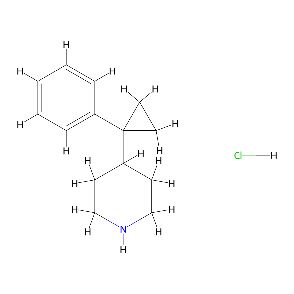 4-(1-Phenylcyclopropyl)piperidine hydrochloride molecular structure, CAS 2580226-62-4