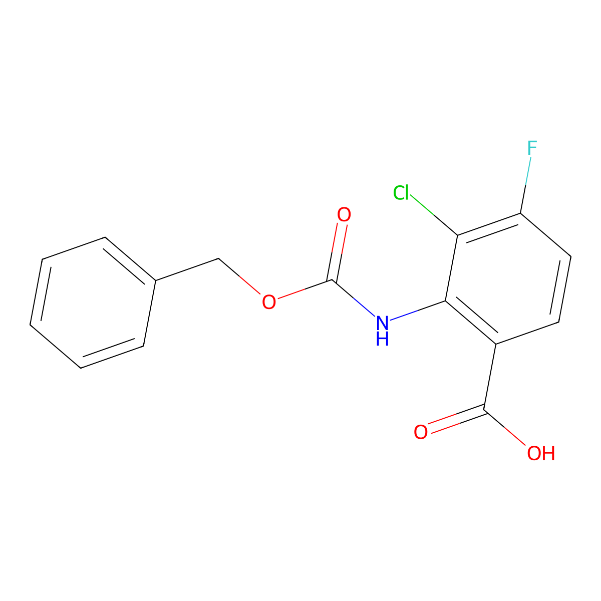 2-{[(Benzyloxy)carbonyl]amino}-3-chloro-4-fluorobenzoic acid molecular structure, CAS 2580226-64-6