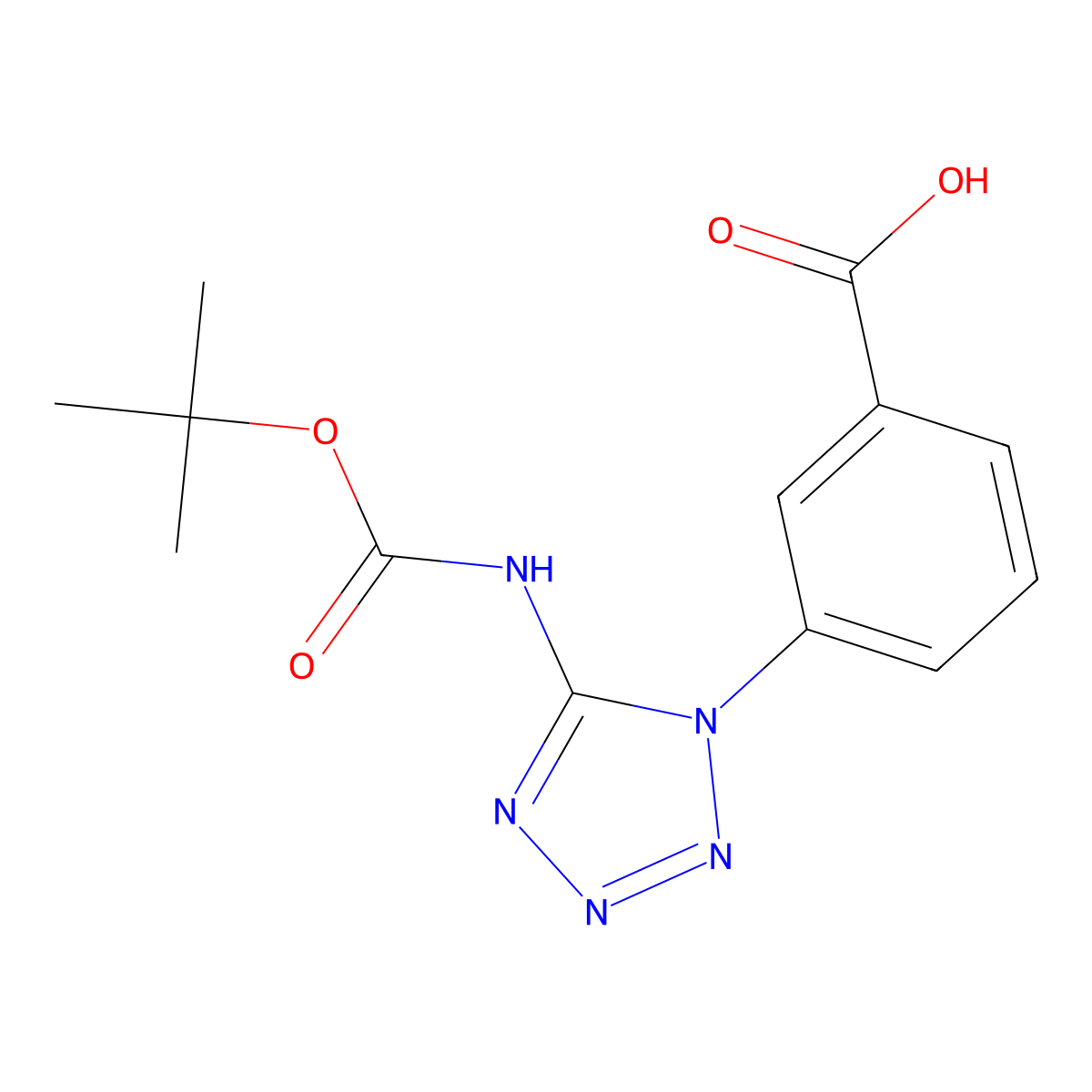 3-(5-{[(tert-butoxy)carbonyl]amino}-1H-1,2,3,4-tetrazol-1-yl)benzoic acid molecular structure, CAS 2580226-68-0
