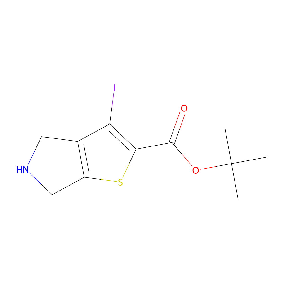 tert-butyl 3-iodo-4H,5H,6H-thieno[2,3-c]pyrrole-2-carboxylate molecular structure, CAS 2580226-73-7