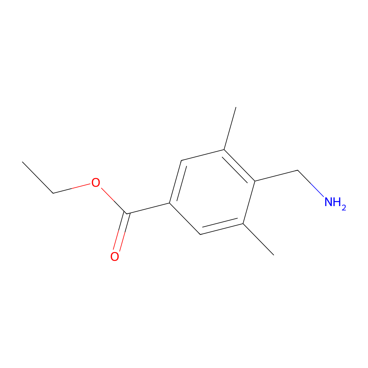 Ethyl 4-(aminomethyl)-3,5-dimethylbenzoate molecular structure, CAS 2580226-76-0