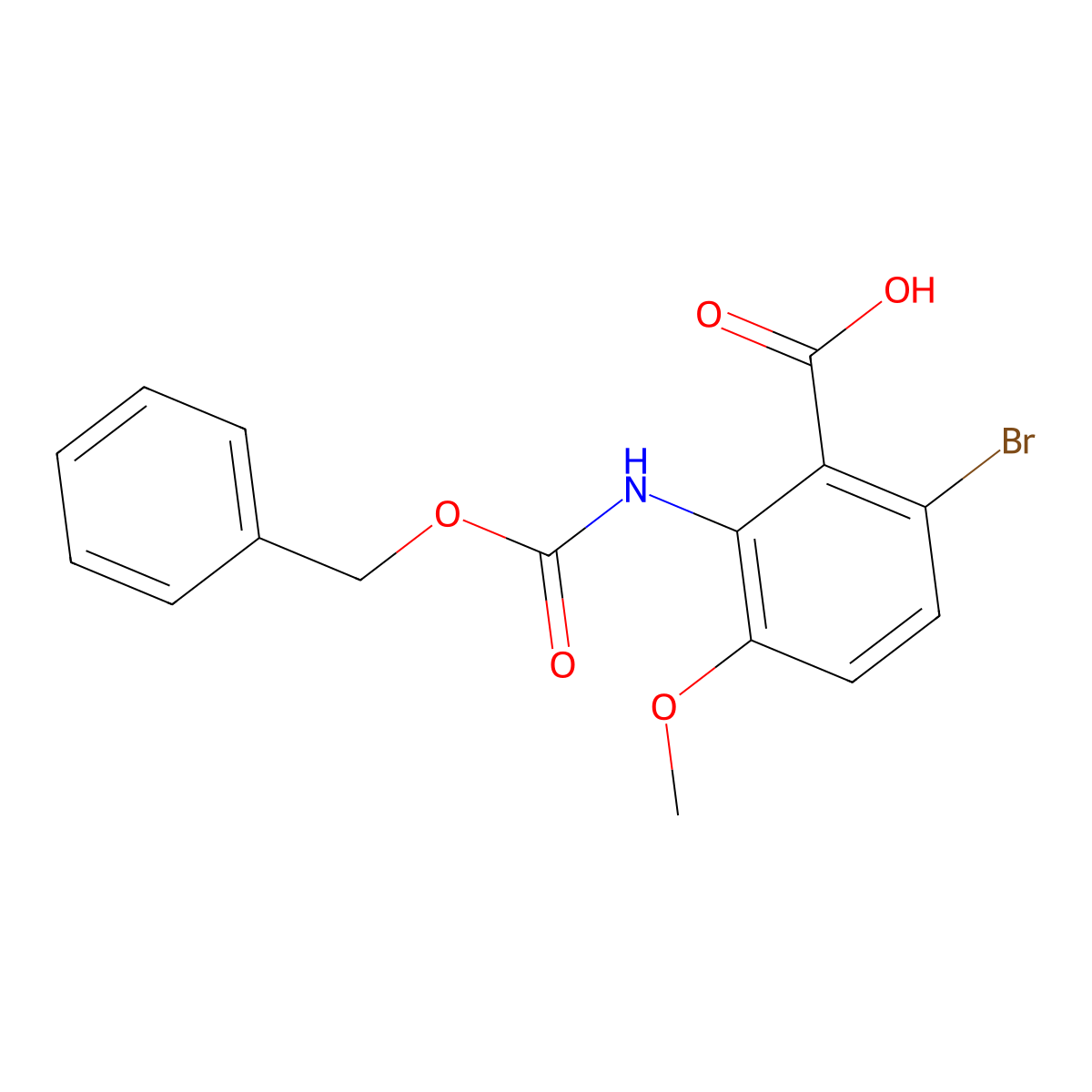 2-{[(Benzyloxy)carbonyl]amino}-6-bromo-3-methoxybenzoic acid molecular structure, CAS 2580226-79-3