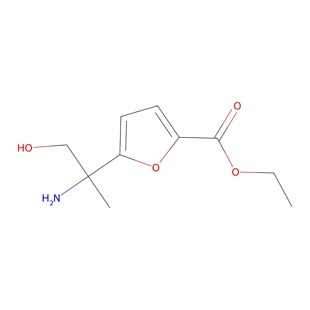 Ethyl 5-(2-amino-1-hydroxypropan-2-yl)furan-2-carboxylate molecular structure, CAS 2580226-85-1