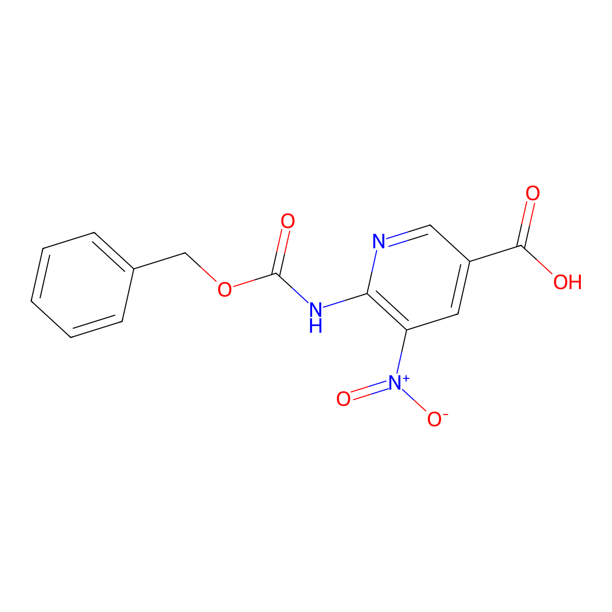6-{[(Benzyloxy)carbonyl]amino}-5-nitropyridine-3-carboxylic acid molecular structure, CAS 2580226-92-0