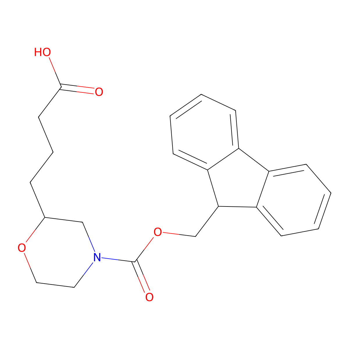 4-(4-{[(9H-fluoren-9-yl)methoxy]carbonyl}morpholin-2-yl)butanoic acid molecular structure, CAS 2580226-93-1