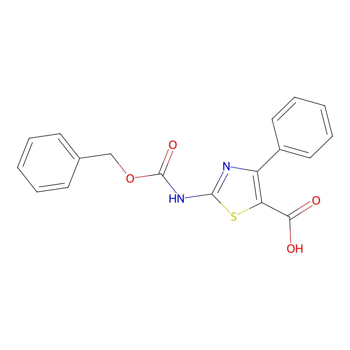 2-{[(Benzyloxy)carbonyl]amino}-4-phenyl-1,3-thiazole-5-carboxylic acid molecular structure, CAS 2580227-04-7
