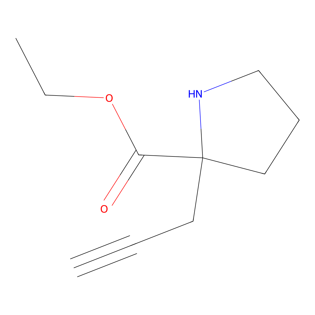 Ethyl 2-(prop-2-yn-1-yl)pyrrolidine-2-carboxylate molecular structure, CAS 2580227-07-0