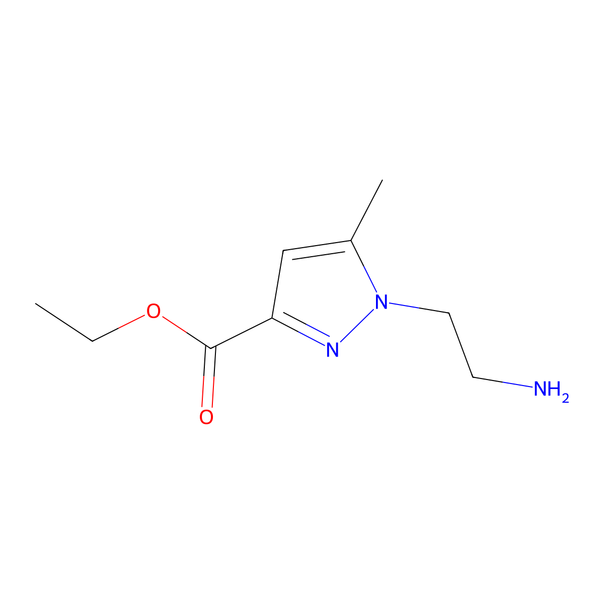 ethyl 1-(2-aminoethyl)-5-methyl-1H-pyrazole-3-carboxylate molecular structure, CAS 2580227-35-4