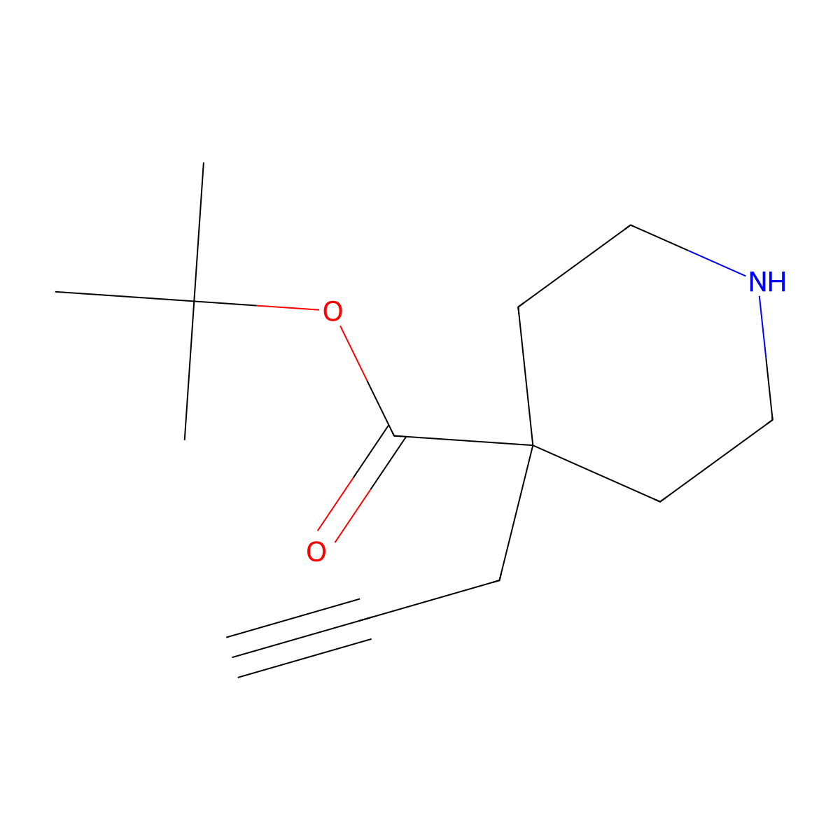 Tert-butyl 4-(prop-2-yn-1-yl)piperidine-4-carboxylate molecular structure, CAS 2580227-36-5