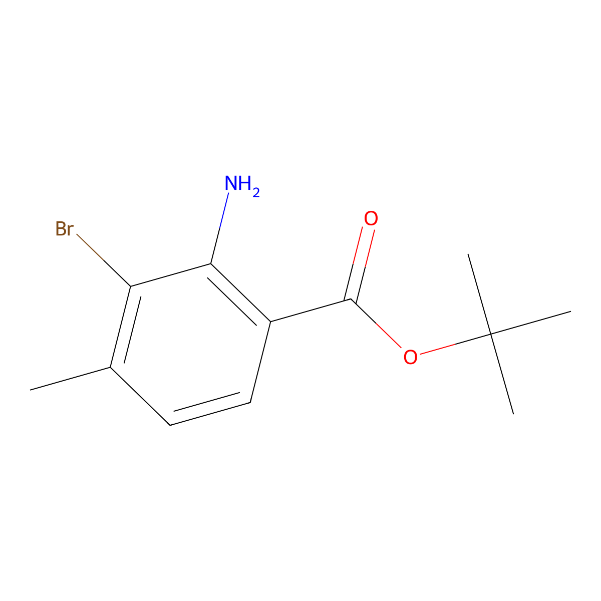 Tert-butyl 2-amino-3-bromo-4-methylbenzoate molecular structure, CAS 2580227-40-1