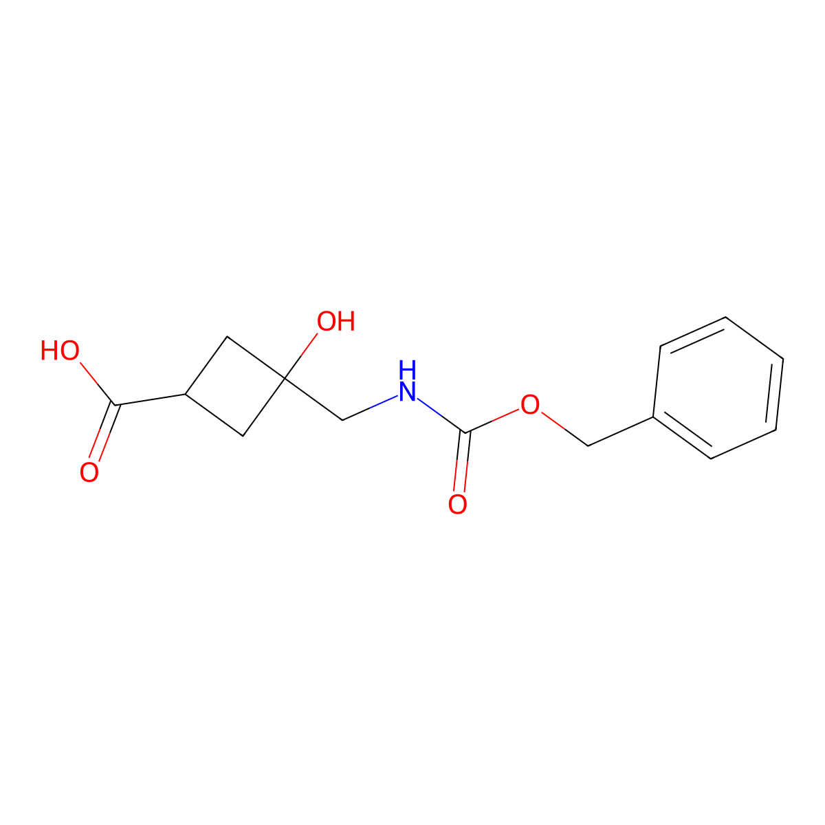 3-({[(Benzyloxy)carbonyl]amino}methyl)-3-hydroxycyclobutane-1-carboxylic acid molecular structure, CAS 2580227-41-2